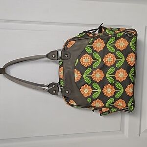 Petunia Pickle Bottom Backpack Santiago Sunset Diaper Bag - gray & orange floral